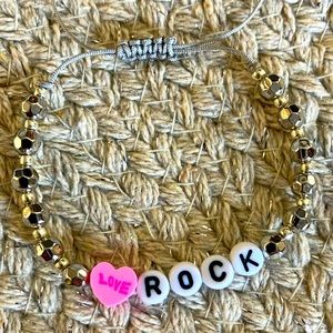 New Super Cute Silver Boho Festival Candy Heart Rock Friendship Bracelet Silver